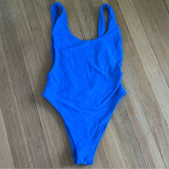 Aerie ROYAL BLUE One-Piece Swimsuit Pluge Sides + Scoop Neck - Picture 3 of 6